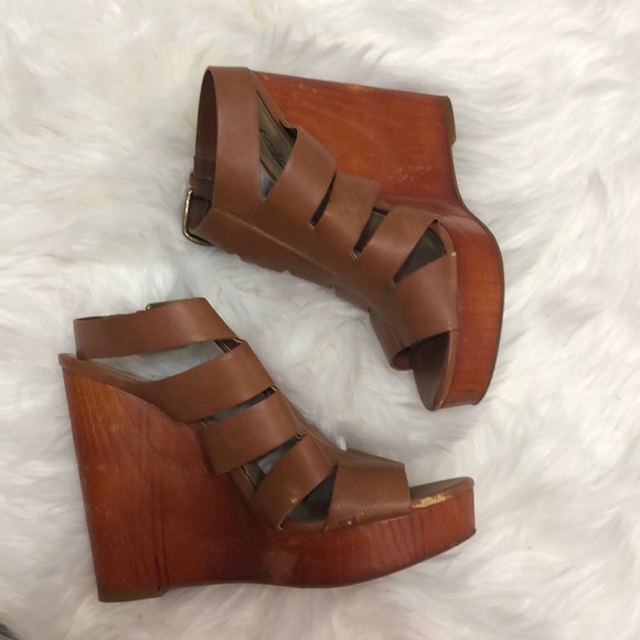 Lucky Brand Shoes - Lucky brand wooden tan  platform wedges size 7